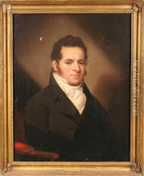 Portrait Of Nathaniel Allen Esq. Oil Painting - Ezra Ames