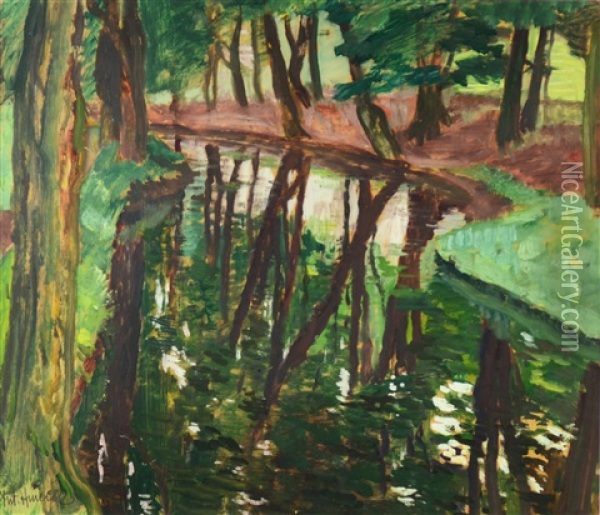 Landscape With A River Oil Painting - Antonin Hudecek