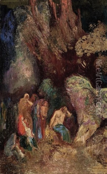 La Grotte Enchantee Oil Painting - Odilon Redon