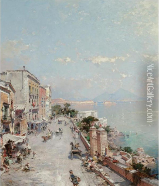 Posilipo, Naples Oil Painting - Franz Richard Unterberger