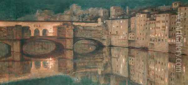 Ponte Vecchio Florence Oil Painting - William Holman Hunt