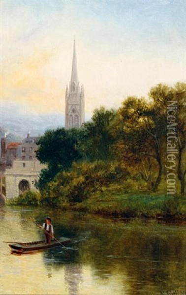 St. Johns Church, Bath Oil Painting - Robert Gallon