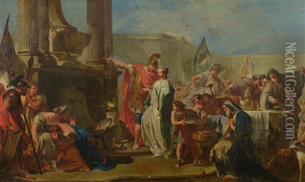 Polyxene Sacrifiee Aux Manes D'achille Ovide, Metamorphoses, Xiii, 439-481 Oil Painting - Giovanni Battista Pittoni the younger