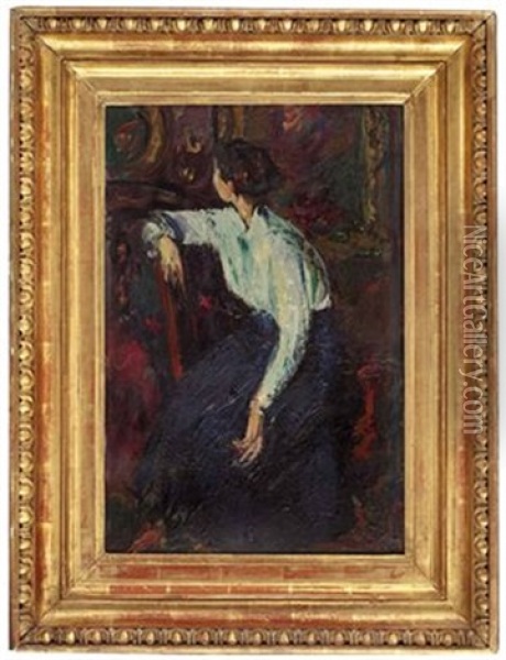 Sitzende Frau In Weiser Bluse Mit Abgewendetem Kopf (study) Oil Painting - Anton Faistauer