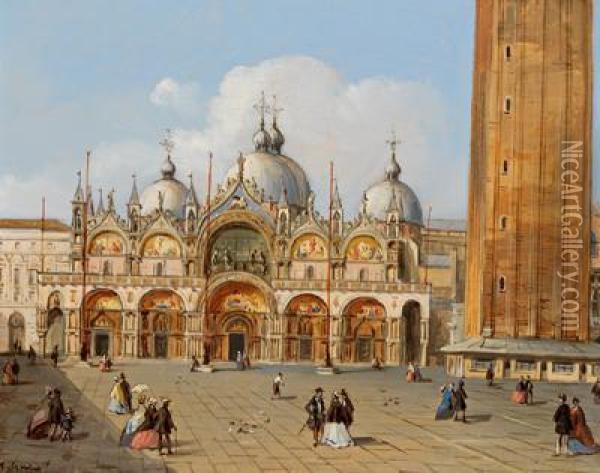 Veduta Di Piazza San Marco Oil Painting - Carlo Grubacs