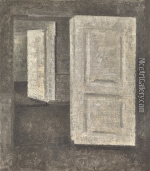 White Doors, Strandgade 25 Oil Painting - Vilhelm Hammershoi