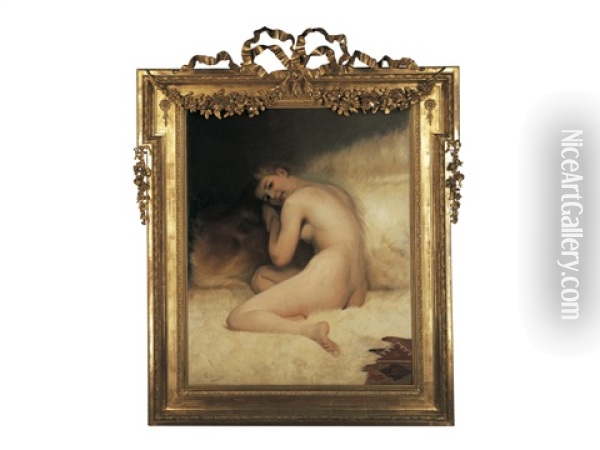Woman In Nude In A Private Room Oil Painting - Louis Galliac
