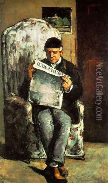 Louis Auguste Cezanne Father Of The Artist Reading L Evenement Oil Painting - Paul Cezanne