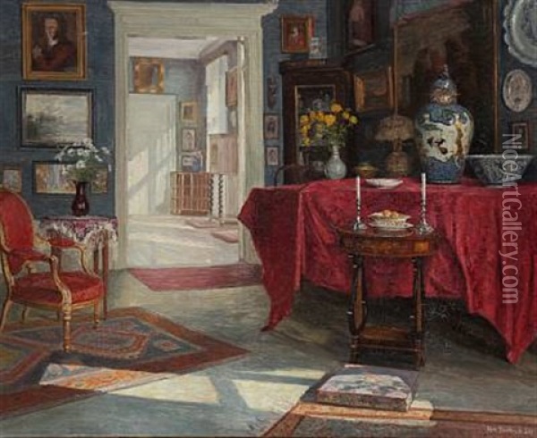 Living Room Interior Oil Painting - Robert Panitzsch