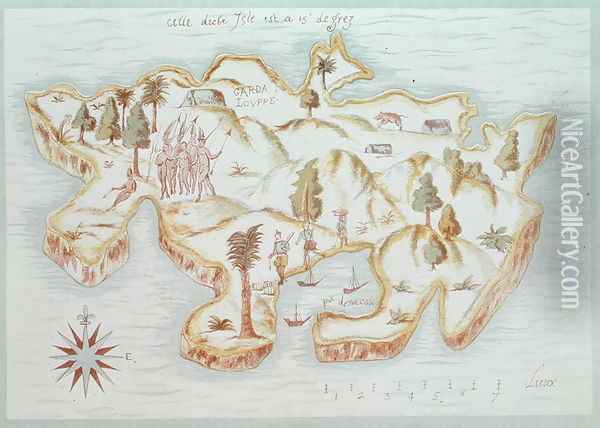 Map of the island of Martinique, 1599 Oil Painting - Samuel de Champlain