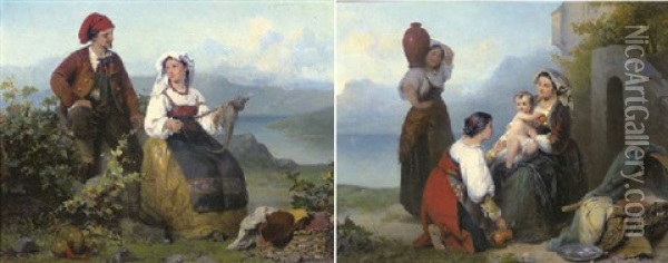 La Filatrice Et Il Contadinello Oil Painting - Karel Frans Philippeau