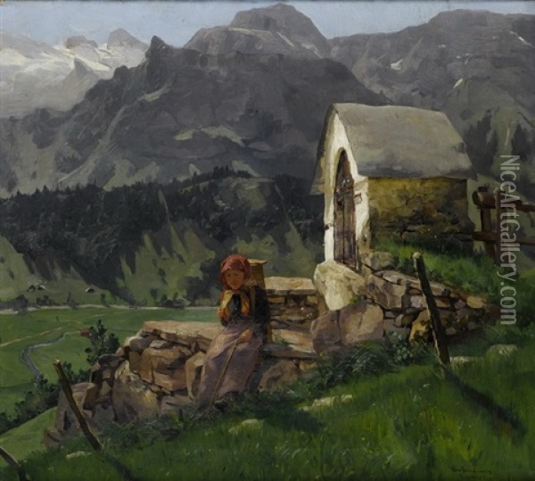 Marienkapelle Im Zelgli, Engelberg Oil Painting - Hans Bachmann