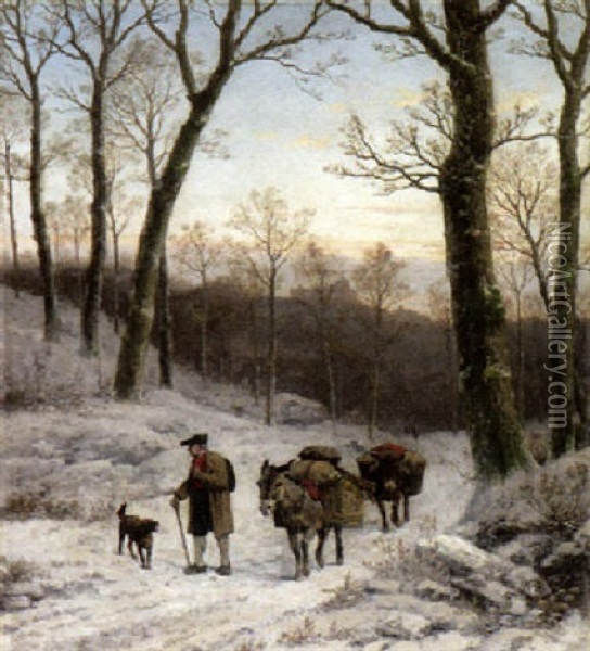 Winterabend Oil Painting - Caesar Bimmermann