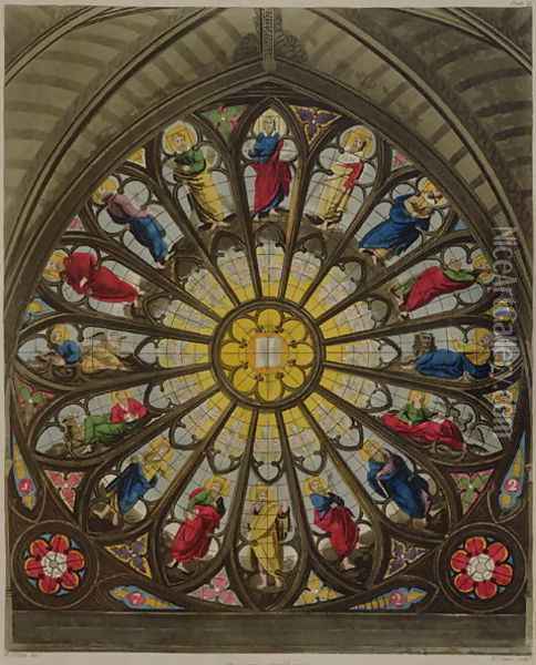 The North Window, plate D from Westminster Abbey, engraved by Frederick Christian Lewis (1779-1856) pub. by Rudolph Ackermann (1764-1834) 1812 Oil Painting - White, William Johnstone