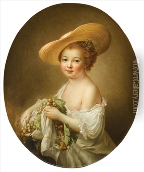 Portrait Of Mademoiselle Helvetius, Comtesse De Mun, When A Child Oil Painting - Francois Hubert Drouais