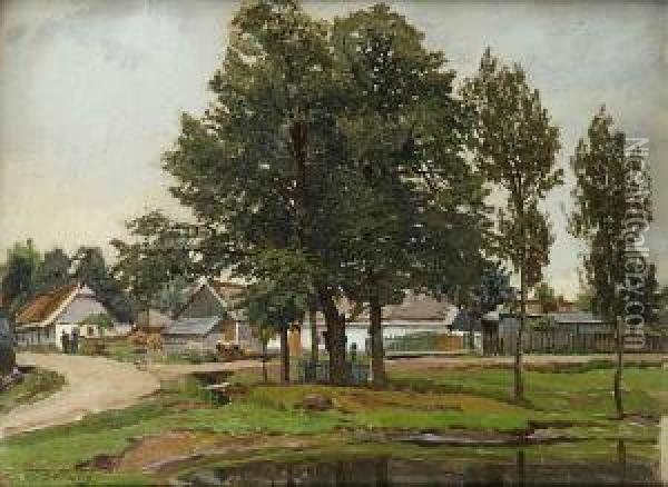 A Village Scene Oil Painting - Vaclav Maly