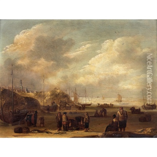 Bord De Mer A Scheveningen Oil Painting - Willem Gillisz Kool
