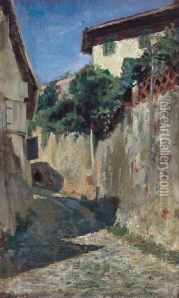Viottolo Oil Painting - Cesare Biscarra