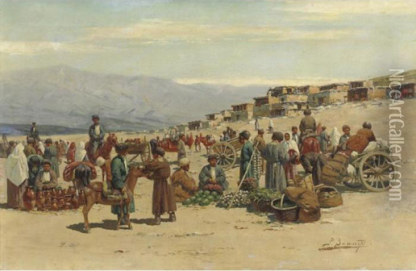 Desert Market Oil Painting - Richard Karlovich Zommer
