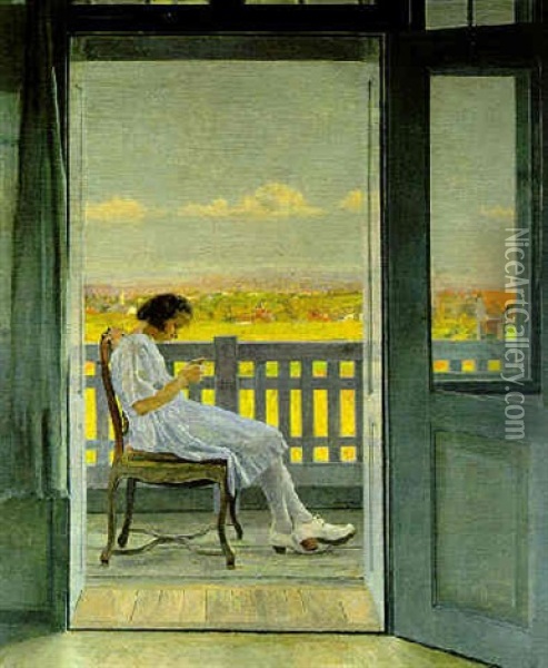 Am Balkon Oil Painting - Emanuel Baschny