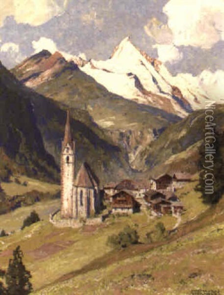 Heiligenblut Mit Grosglockner Oil Painting - Hans Maurus