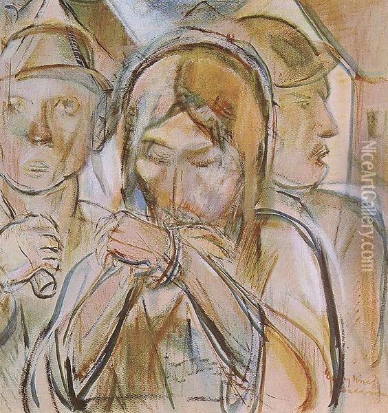 Christ among the Henchmen Oil Painting - Jeno Gadanyi
