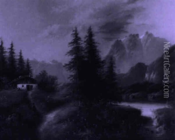 Idyllische Landschaft Oil Painting - Edouard Boehm