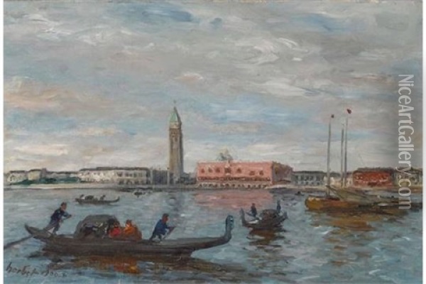 Venedig - Blick Uber Den Bacino Auf Den Dogenpalast Und Die Piazzetta Oil Painting - Thomas Herbst