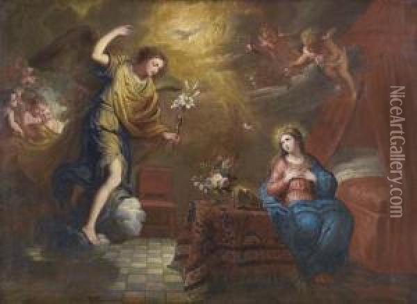 The Annunciation. Oil Painting - Jan Erasmus Ceder Quellinus