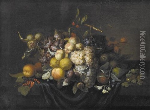 Herbstliches Fruchtestillleben Oil Painting - Johannes Borman