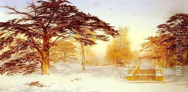 Untrodden Snow, The Terrace, Holland House, Three Miles From Charing Cross - Holland Park Oil Painting - Andrew MacCallum