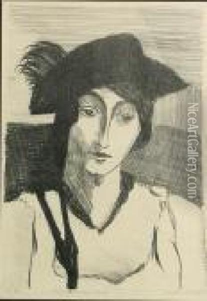 Girl With Cocked Hat Oil Painting - Walt Kuhn
