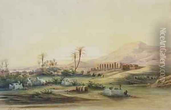 Valley of the Nile with the Ruins of the Temple of Seti I 1844 Oil Painting - Prosper-Georges-Antoine Marilhat