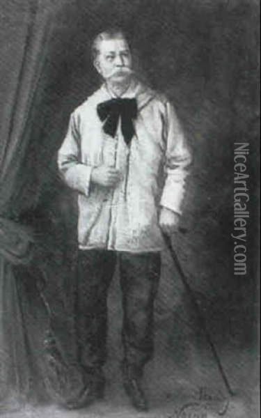 Portrait En Pied De L'acteur Maurice De Feraudy, Societaire De La Comedie Francaise (1859-1932) Oil Painting - Maxime Noire
