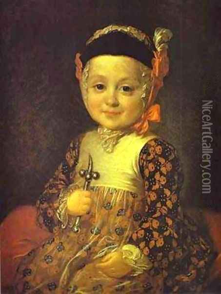 Portrait Of Count Alexey Bobrinsky As A Child 1760s Oil Painting - Fedor Rokotov