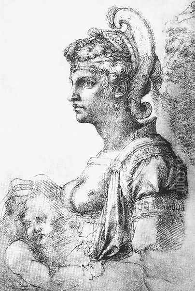 Allegorical figure Oil Painting - Michelangelo Buonarroti