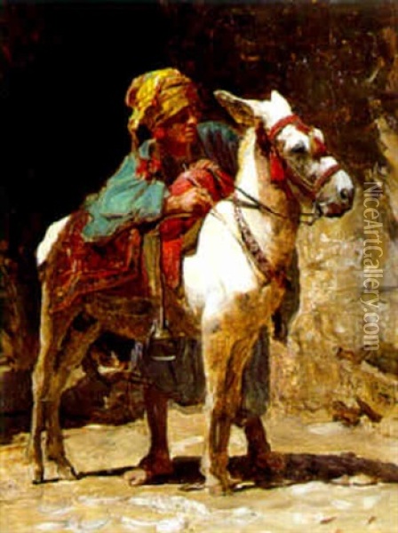 Le Porteur D'eau Marocain Oil Painting - Frederick Arthur Bridgman
