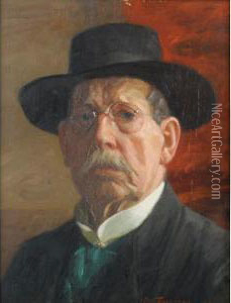 Self-portrait Oil Painting - Nils The Elder Forsberg