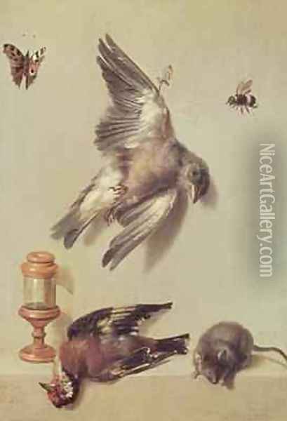 Still Life of Dead Birds and a Mouse, 1712 Oil Painting - Jean-Baptiste Oudry