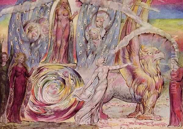 Purgatorio, Canto XXX, 60-146 Beatrice Addressing Dante Oil Painting - William Blake