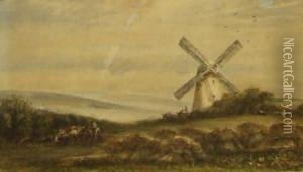 Extensive Landscape With Figures Oil Painting - James Orrock