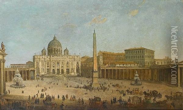 Saint Peter's Square, Rome Oil Painting - (circle of) Wittel, Gaspar van (Vanvitelli)