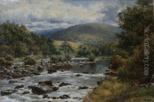 On The Lledr, Above The Beaver Bridge Oil Painting - William Henry Mander