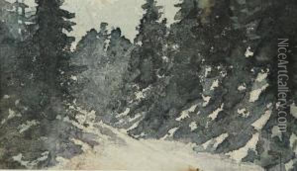 Forest In Winter Oil Painting - Vasily Polenov