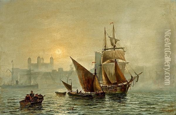 Mist In Port, London Oil Painting - Charles James De Lacey