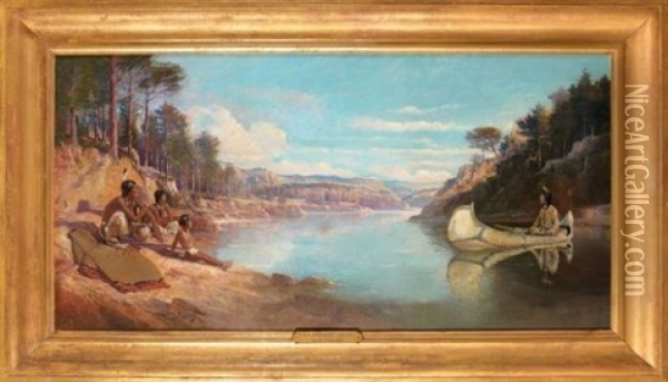 Les Indiens D'amerique Oil Painting - Edmond Anne Antoine Tapissier