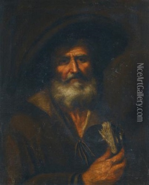 An Old Man Holding A Book Oil Painting - Pietro Bellotti