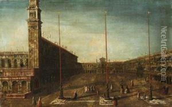 The Piazza San Marco, Venice, Looking West Towards Sangeminiano Oil Painting - Francesco Albotto