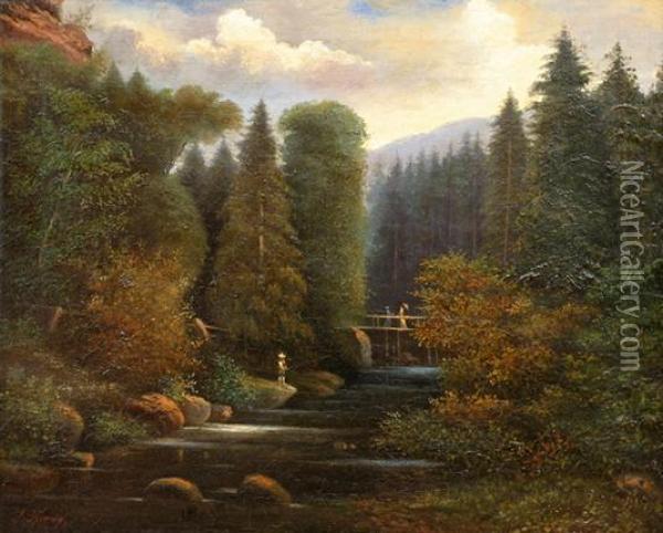 U Potoka V Lese Oil Painting - Alois Kirnig