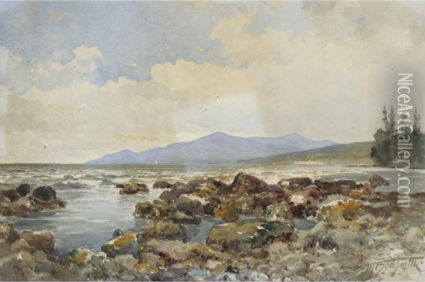 Rocky Shoreline Oil Painting - Frederic Marlett Bell-Smith